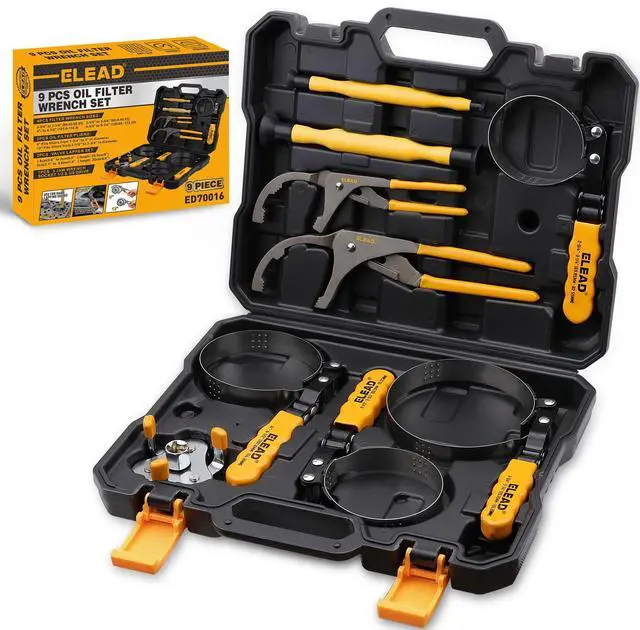 Main image of 9-Piece Ultimate Oil Filter Wrench Set - Professional Oil Filter Removal Tool, Swivel Head Oil Filter Wrenches, Adjustable Oil Filter Remover Pliers, Universal Oil Filter Wrench and Valve Lapper