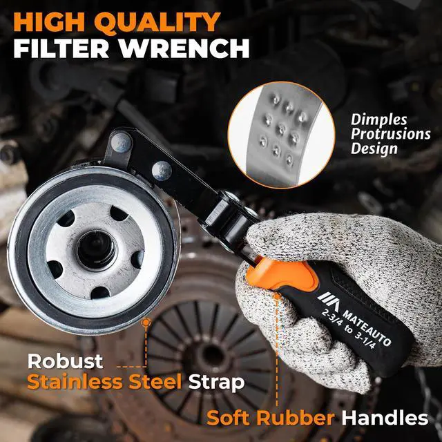 Alt view image 3 of 7 - Oil Filter Wrench Set, 8 Piece Adjustable Oil Filter Wrenches 2-3/4" to 5-1/4", 9" & 12" Universal Oil Filter Removal Tool with 1/2" to 3/8" Adapter, Organized in Storage Case (8-Piece Set)
