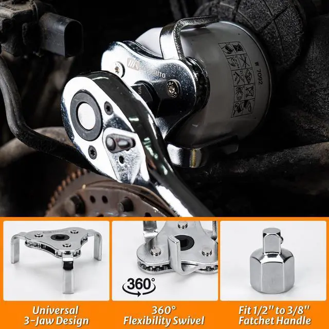 Alt view image 5 of 7 - Oil Filter Wrench Set, 8 Piece Adjustable Oil Filter Wrenches 2-3/4" to 5-1/4", 9" & 12" Universal Oil Filter Removal Tool with 1/2" to 3/8" Adapter, Organized in Storage Case (8-Piece Set)