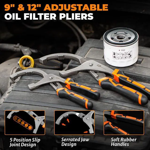 Alt view image 4 of 7 - Oil Filter Wrench Set, 8 Piece Adjustable Oil Filter Wrenches 2-3/4" to 5-1/4", 9" & 12" Universal Oil Filter Removal Tool with 1/2" to 3/8" Adapter, Organized in Storage Case (8-Piece Set)