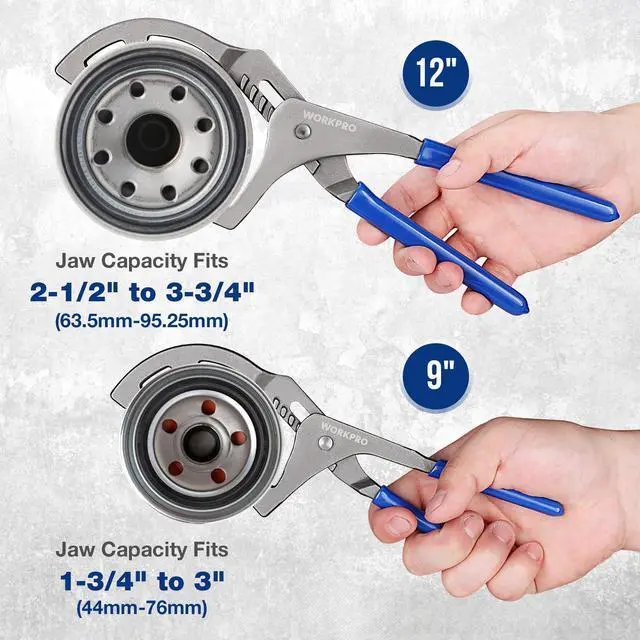 Alt view image 4 of 7 - Oil Filter Wrench Set, 9" & 12" Adjustable Oil Filter Removal Pliers Tools, Ideal for Engine Filters, Cars, and Trucks, 2-piece