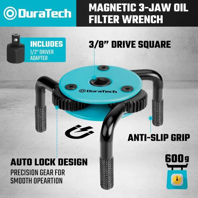Main image of Adjustable Oil Filter Wrench, Magnetic 3-Jaw Oil Filter Removal Tool, Large Sizes from 3" to 5.51"(76mm to 140mm), Ideal for Cars, Trucks, Tractor