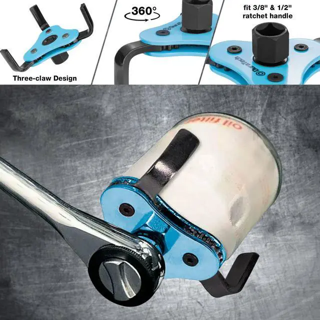 Alt view image 5 of 7 - 8-Piece Oil Filter Swivel Wrench Set, Wrenches Cover 2-3/4" to 5-1/4", 9" & 12" Adjustable Oil Filter Pliers, Universal 3-Jaw Removal Tool with 1/2" to 3/8" Adapter, Organized in Storage Case