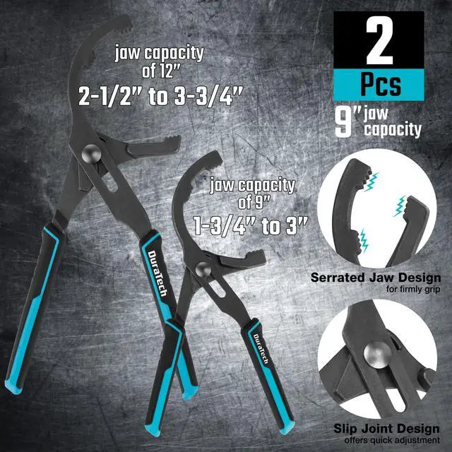 Alt view image 4 of 7 - 8-Piece Oil Filter Swivel Wrench Set, Wrenches Cover 2-3/4" to 5-1/4", 9" & 12" Adjustable Oil Filter Pliers, Universal 3-Jaw Removal Tool with 1/2" to 3/8" Adapter, Organized in Storage Case