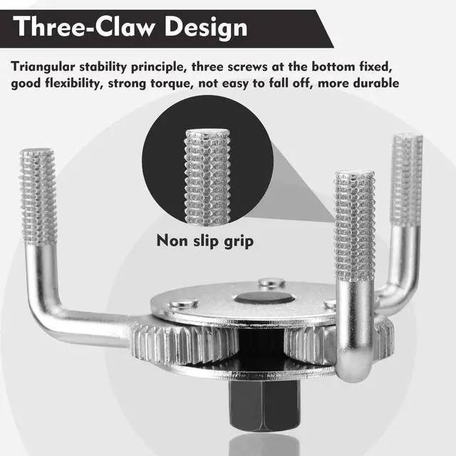 Alt view image 4 of 7 - Adjustable Oil Filter Wrench, Universal 3"5-1/2" (76140mm) Heavy Duty 3-Jaw Oil Filter Removal Tool, Professional Auto Repair Tool for Car, Truck, SUV, Tractor, and Motorcycle