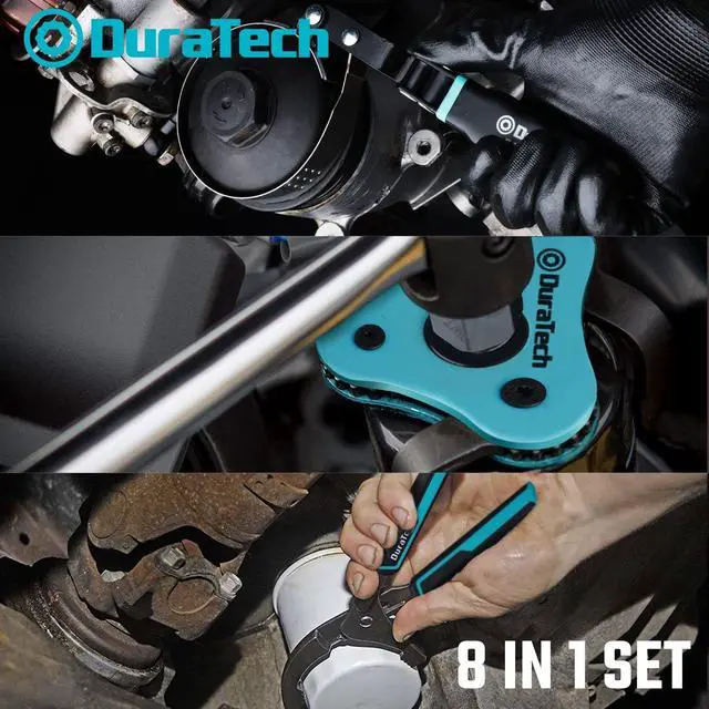 Alt view image 6 of 7 - 8-Piece Oil Filter Swivel Wrench Set, Wrenches Cover 2-3/4" to 5-1/4", 9" & 12" Adjustable Oil Filter Pliers, Universal 3-Jaw Removal Tool with 1/2" to 3/8" Adapter, Organized in Storage Case