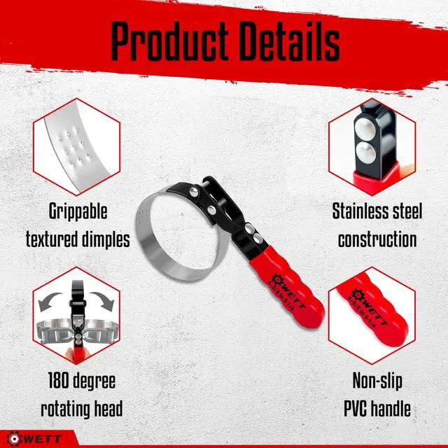 Alt view image 3 of 5 - Swivel Oil Filter Wrench Set, 9-Piece Standard Oil Filter Removal Tool, with Adjustable Oil Filter Plier and Valve Lapper, Stainless Steel Remover Pliers (2-3/4" to 5-1/4")