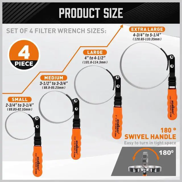 Alt view image 4 of 7 - 11-Piece Oil Filter Wrench Set with Storage Case - Swivel Wrenches Fit 2-3/4" to 5-1/4", Adjustable Filter Pliers (9" & 12"), Valve Lapper Set, 3-Jaw Socket, Ratchet Handle for Garage, Roadside Repair