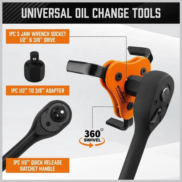 Alt view image 6 of 7 - 11-Piece Oil Filter Wrench Set with Storage Case - Swivel Wrenches Fit 2-3/4" to 5-1/4", Adjustable Filter Pliers (9" & 12"), Valve Lapper Set, 3-Jaw Socket, Ratchet Handle for Garage, Roadside Repair