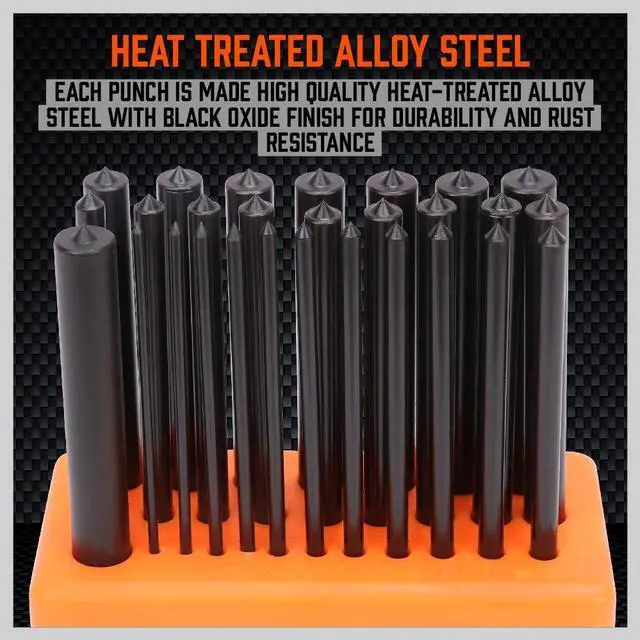 Alt view image 4 of 6 - 28-Piece Transfer Punch Set, 3/32" - 1/2", Heat Treated Alloy Steel Forging
