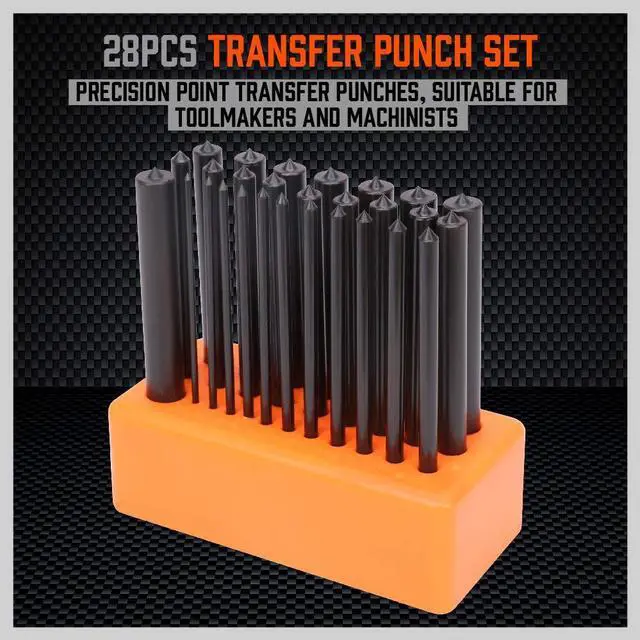Alt view image 5 of 6 - 28-Piece Transfer Punch Set, 3/32" - 1/2", Heat Treated Alloy Steel Forging