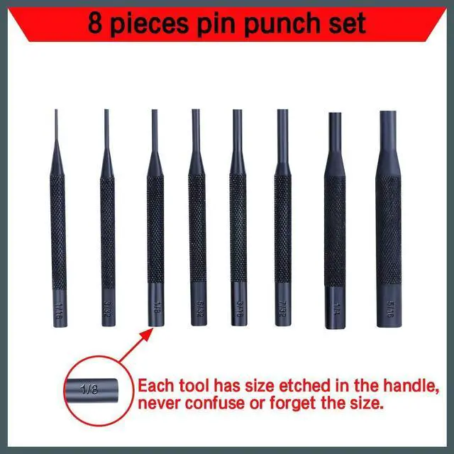 Alt view image 6 of 6 - 8 Pieces Pin Punch Set, Kit Removing Repair Tool with Holder for Automotive, Watch Repair,Jewelry and Craft