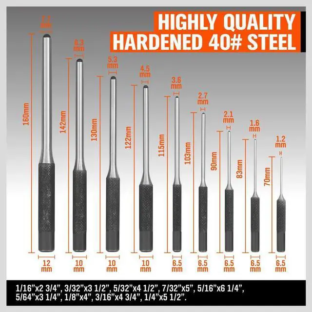Alt view image 2 of 5 - 9 Pieces Roll Pin Punch Set, Removing Repair Tool with Holder for Automotive, Watch Repair, Jewelry and Craft (Pack of 2)