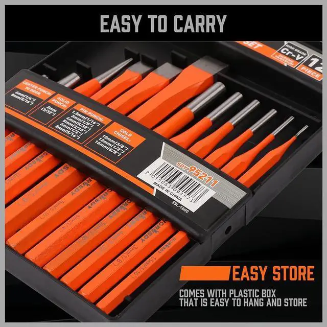 Alt view image 6 of 6 - 12-Piece Punch and Chisel Set, Including Cold Chisels, Pin Punch, Center Punch
