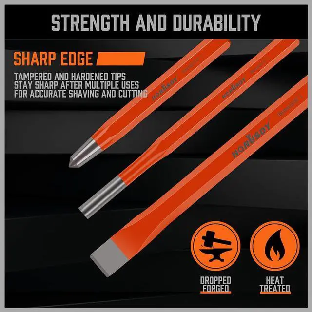 Alt view image 4 of 6 - 12-Piece Punch and Chisel Set, Including Cold Chisels, Pin Punch, Center Punch