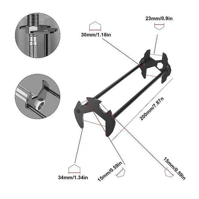 Alt view image 3 of 6 - Basin Wrench 2 PCS, Faucet Wrench for Sink Faucet Installation Removal Tool, Under Sink Plumbing Wrench for Tight Spaces Kitchen Bathroom