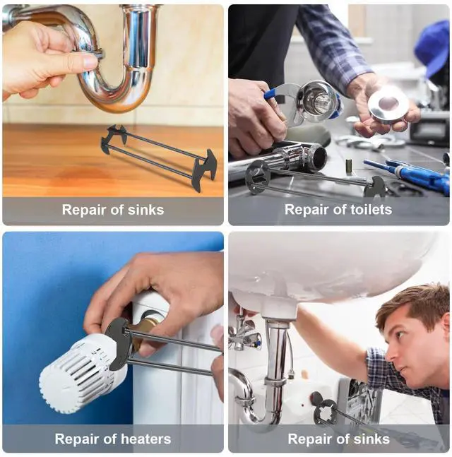Alt view image 6 of 6 - Basin Wrench 2 PCS, Faucet Wrench for Sink Faucet Installation Removal Tool, Under Sink Plumbing Wrench for Tight Spaces Kitchen Bathroom