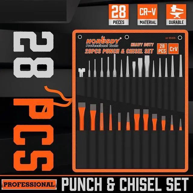 Alt view image 2 of 5 - 28-Piece Heavy Duty Punch and Chisel Set, Including Taper, Cold Chisels, Pin, Center Punch