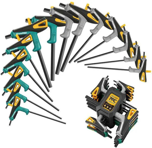 Main image of 14-Piece T-Handle Allen Wrenches Sets, Long Arm Allen Key Set, Metric & SAE Hex Key Set with Storage Rack, Portable Allen Wrench Set for Basic Home Repair and Mechanics Maintenance