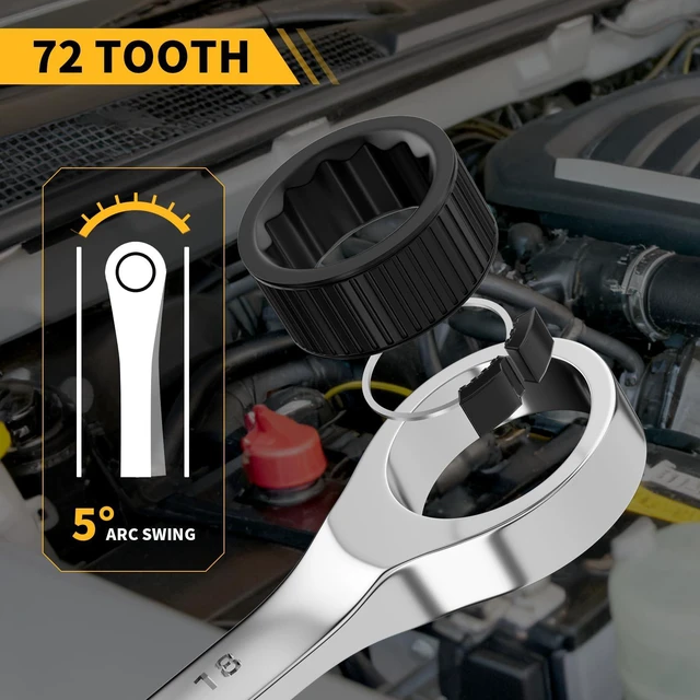 Alt view image 3 of 7 - 23PC Ratcheting Combination Wrench Set SAE Metric Mechanic Tools 1/4"-3/4"&6-18MM with Bolt Gauge, CR-V Steel 72-Tooth 5-Degree Swing 12Pt, Color Rings, Roll Pouch for Auto & Home Repair