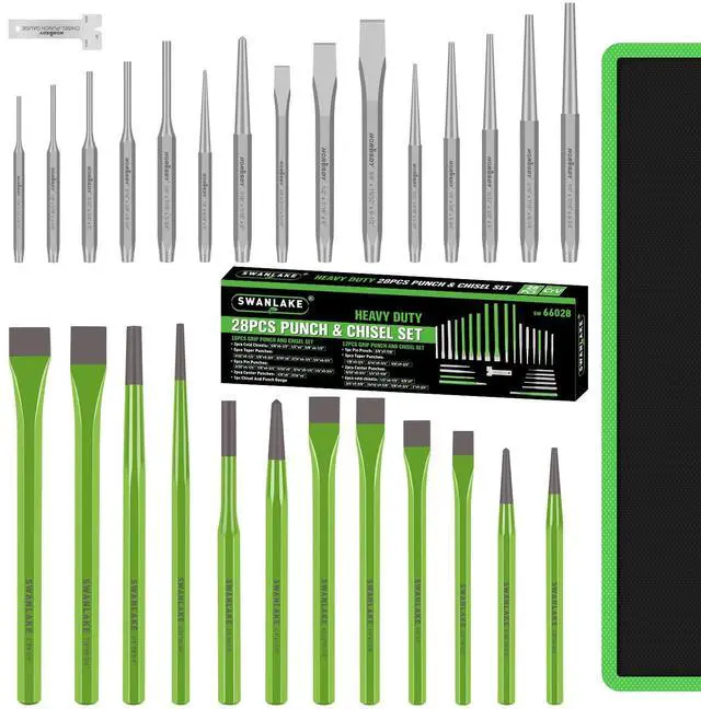 Main image of 28-piece Punch and Chisel Set, Including Pin Punches, Taper Punch, Cold Chisels, Center Punches