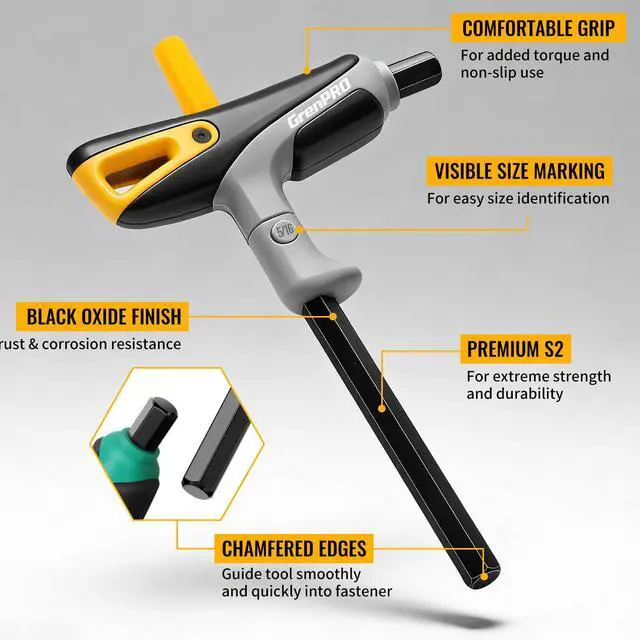 Alt view image 3 of 5 - 14-Piece T-Handle Allen Wrenches Sets, Long Arm Allen Key Set, Metric & SAE Hex Key Set with Storage Rack, Portable Allen Wrench Set for Basic Home Repair and Mechanics Maintenance