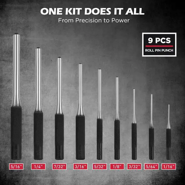 Alt view image 3 of 6 - 25-Piece Punch and Chisel Set with Roll Pin Punches, Includes Taper, Pin, Center Punches & Cold Chisels for Metalworking, Automotive, and Craft Use