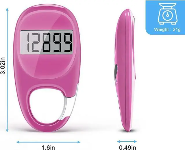 Alt view image 6 of 7 - Simple Pedometer for Walking, Accurate Step Tracker with Carabiner, 3D Step Counter for Men Seniors