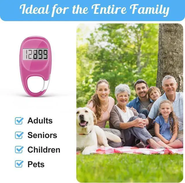 Alt view image 5 of 7 - Simple Pedometer for Walking, Accurate Step Tracker with Carabiner, 3D Step Counter for Men Seniors