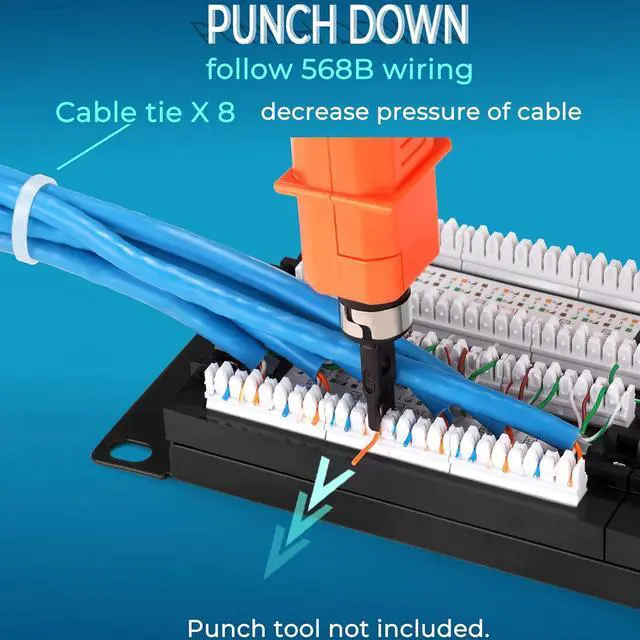 Alt view image 2 of 7 - Patch Panel 48 Port Cat6 10G Support, Network Patch Panel UTP 19-Inch, Wallmount or Rackmount 1U Ethernet Patch Panel Punch Down Block for Cat6, Cat5e, Cat5 Cabling