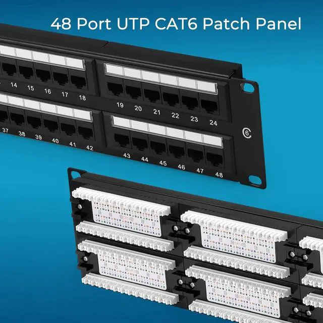 Alt view image 6 of 7 - Patch Panel 48 Port Cat6 10G Support, Network Patch Panel UTP 19-Inch, Wallmount or Rackmount 1U Ethernet Patch Panel Punch Down Block for Cat6, Cat5e, Cat5 Cabling