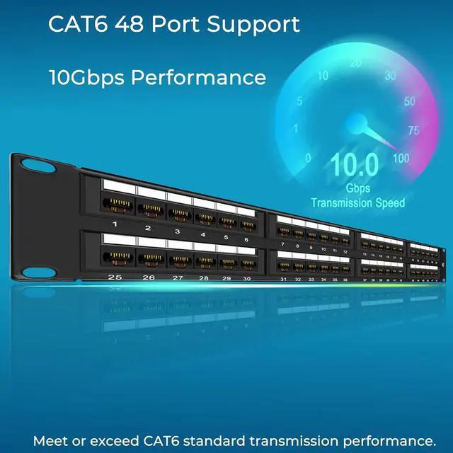 Alt view image 3 of 7 - Patch Panel 48 Port Cat6 10G Support, Network Patch Panel UTP 19-Inch, Wallmount or Rackmount 1U Ethernet Patch Panel Punch Down Block for Cat6, Cat5e, Cat5 Cabling