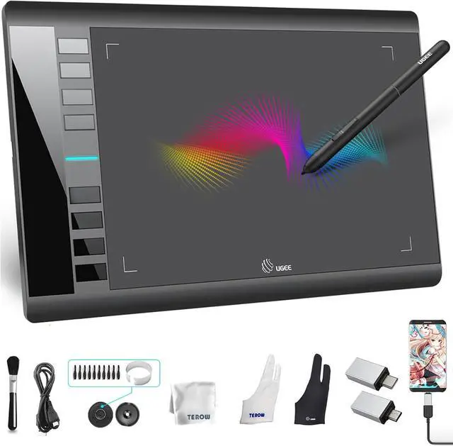 Main image of UGEE Drawing Tablet Graphics, M708 V2 Upgrade PC&Computer&Android Device,10x6 Inch Ultra Thin Large Graphic for PC, Pad with 8 Hot Keys Upgrade 16384 Level Battery-Free Stylus for Unleash Creativity