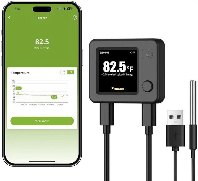 Main image of WiFi Refrigerator Thermometer with Freezer Alarm, Digital Fridge Temperature Sensor, Email & App Alert, 2-Year Data Export, Remote App Monitor for Kitchen, Fish Tank