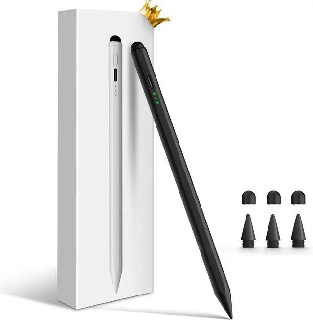 Main image of Stylus Pen for iPad, Dual-Tip 13 mins Fast Charge Pencil for Apple, Palm Rejection, Tilt Sensitivity, Compatible w/iPad 6/7/8/9/10, Pro 11/12.9in/M4, Air 3/4/5/M2, Mini 5/6 - Black
