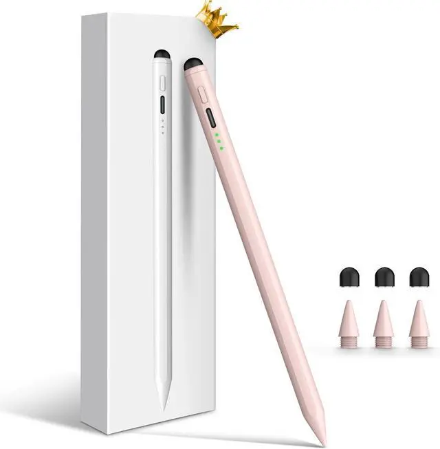Main image of Stylus Pen for iPad, Dual-Tip 13 mins Fast Charge Pencil for Apple, Palm Rejection, Tilt Sensitivity, Compatible w/iPad 6/7/8/9/10, Pro 11/12.9in/M4, Air 3/4/5/M2, Mini 5/6 - Pink