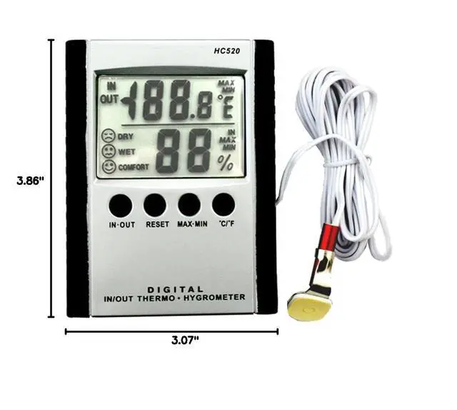 Alt view image 3 of 7 - iKKEGOL Digital Indoor Outdoor in/Out Wall Mount Monitor Sensor LCD Temperature Thermometer Hygrometer Humidity Meter with Probe Cable