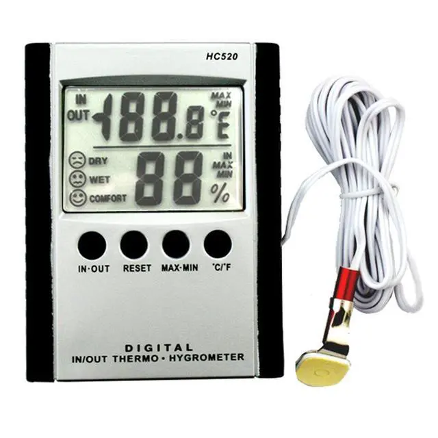 Alt view image 7 of 7 - iKKEGOL Digital Indoor Outdoor in/Out Wall Mount Monitor Sensor LCD Temperature Thermometer Hygrometer Humidity Meter with Probe Cable