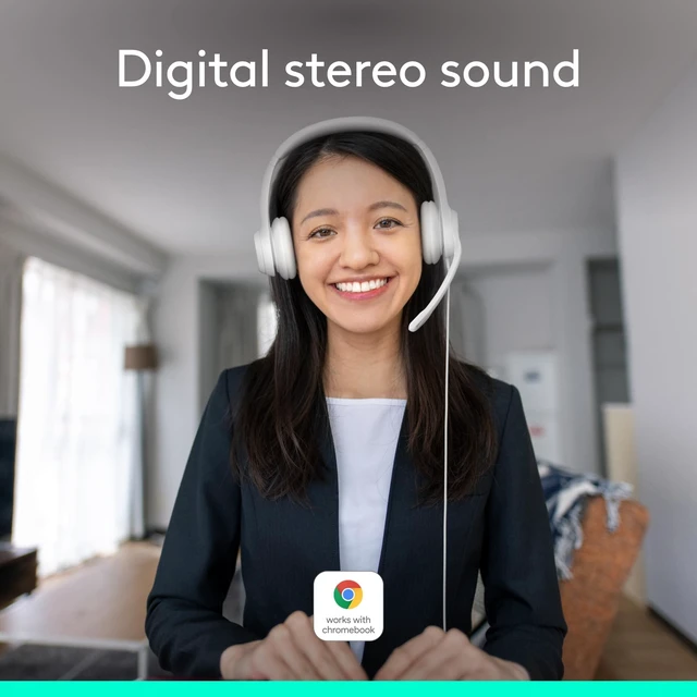 Alt view image 2 of 7 - H390 Wired Headset PC/Laptop Stereo Headphones, USB-A, Off-White | Stereo Headphones for PC/Laptop, USB-A, In-Line Controls, Works with Chromebook