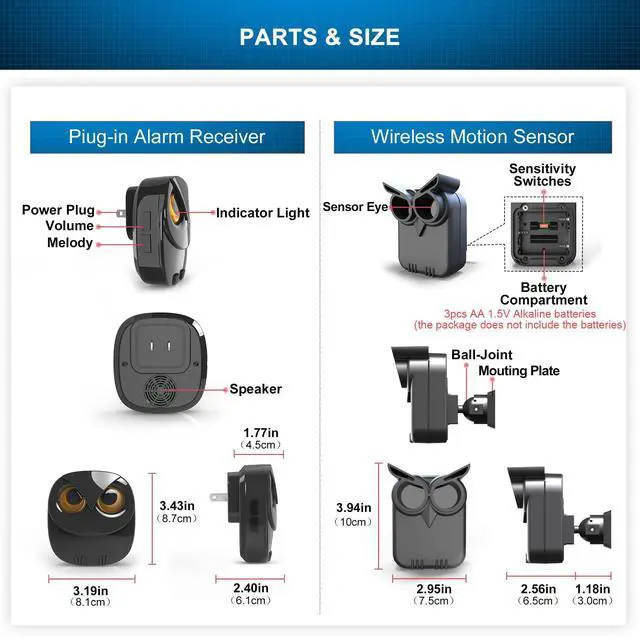 Alt view image 6 of 7 - Driveway Alarm- 1/2 Mile Long Range Wireless Driveway Alarm Outdoor Weather Resistant Motion Sensor&Detector-DIY Security Alert-Monitor&Protect Outdoor/Indoor Property - 1 Receiver and 2 Sensors