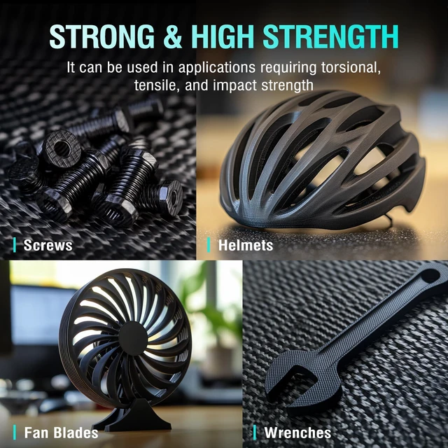 Alt view image 3 of 7 - SUNLU PA6-CF20 Carbon Fiber Nylon 3D Printing Filament 1.75mm, 1KG, Black | 20% Carbon Fiber Reinforced, Heat Resistant up to 209°C, Stiff & Strong & Heat Resistant PA6 CF Filament