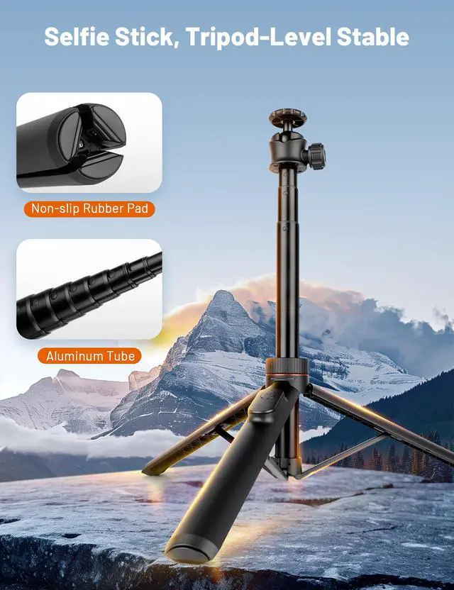 Alt view image 3 of 7 - Tripod for iPhone & Camera, 64" Selfie Stick with 360° Ball Head Remote & Phone Holder, Extendable Portable Phone Tripod Stand for Travel Vlog Compatible with Canon Sony DLSR DJI