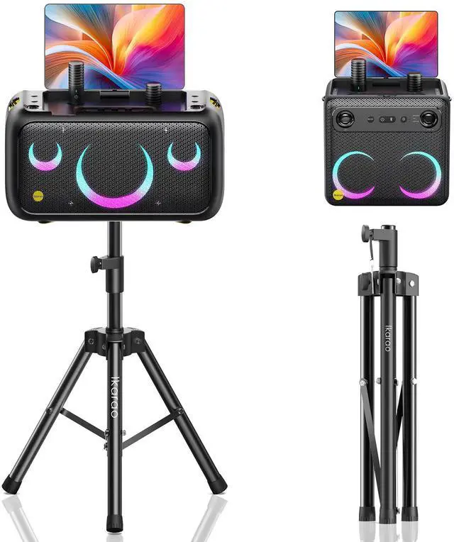 Main image of Speaker Stand Adjustable Height 36"-47", Heavy Duty Carbon Steel Karaoke Machine Stands with Dual Tension Knobs, Portable Tripod Speaker Mount for PA DJ System & Party, 35mm Insert, 66lbs Load