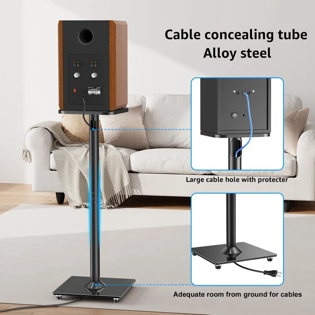 Alt view image 4 of 7 - Universal Speaker Stands Pair for Surround Sound Home Theater, 31" Height Floor Speaker Stands Max 22LBS, Bookshelf Studio Satellite Speakers Fit Klipsch Polk Yamaha, Non Slip Pad Easy Install