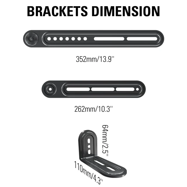 Alt view image 5 of 7 - Soundbar Mount Fits Most Sound Bars Up to 15 lbs, Mounting Soundbar Above or Under TV, Sound Bar Mounting Brackets for TV, Sound Bar Mount with Detachable Extension Plates MD5422