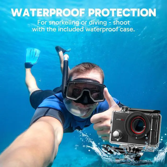Alt view image 4 of 7 - EK7000 Pro 4K30fps Action Camera with Touch Screen EIS 131ft Waterproof Underwater Camera Remote Control 5X Zoom with Helmet Accessories Kit (Standalone)