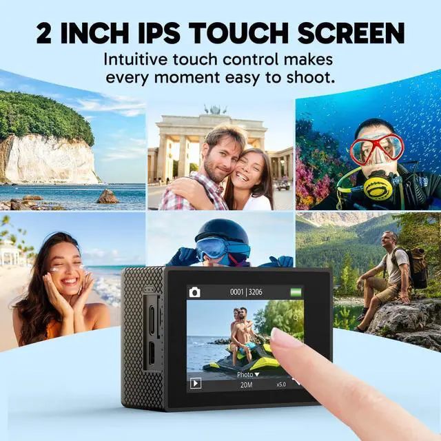 Alt view image 6 of 7 - EK7000 Pro 4K30fps Action Camera with Touch Screen EIS 131ft Waterproof Underwater Camera Remote Control 5X Zoom with Helmet Accessories Kit (Standalone)
