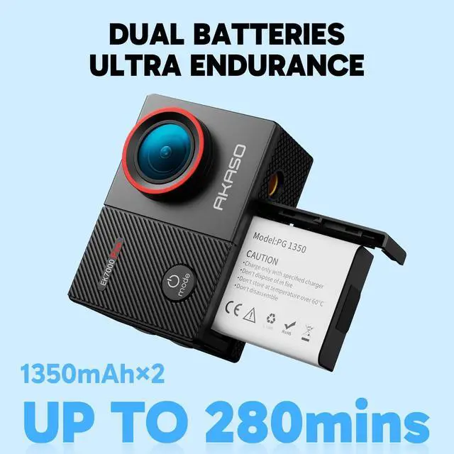 Alt view image 7 of 7 - EK7000 Pro 4K30fps Action Camera with Touch Screen EIS 131ft Waterproof Underwater Camera Remote Control 5X Zoom with Helmet Accessories Kit (Standalone)