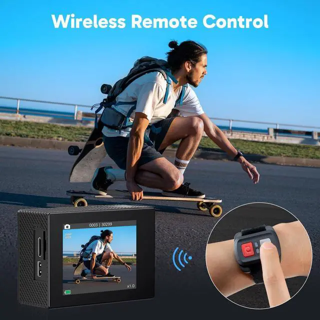 Alt view image 5 of 7 - EK7000 4K30fps Action Camera - 131ft Waterproof Camera with Remote Control 4X Zoom Ultra HD 20MP Underwater Camera with Accessories Kit