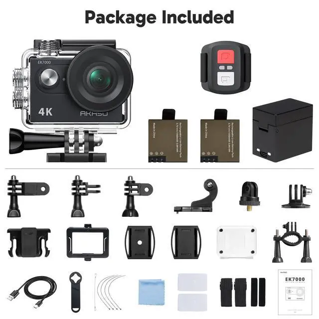 Alt view image 7 of 7 - EK7000 4K30fps Action Camera - 131ft Waterproof Camera with Remote Control 4X Zoom Ultra HD 20MP Underwater Camera with Accessories Kit